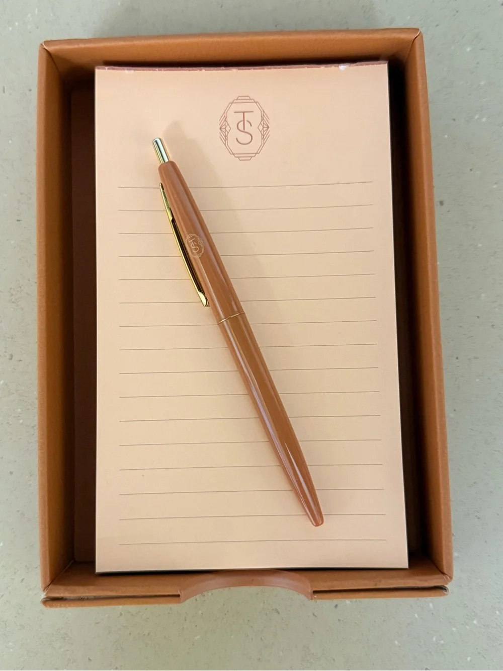 Taylor Swift Rust Brown Notepad and Gold-Accent Pen Set